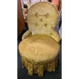 ANTIQUE TUB FIRESIDE CHAIR IN GOLD COLOUR