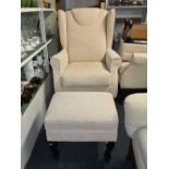 WINGBACK FIRESIDE CHAIR & FOOT STOOL