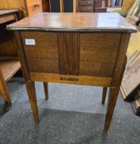 OAK SEWING BOX & CONTENTS