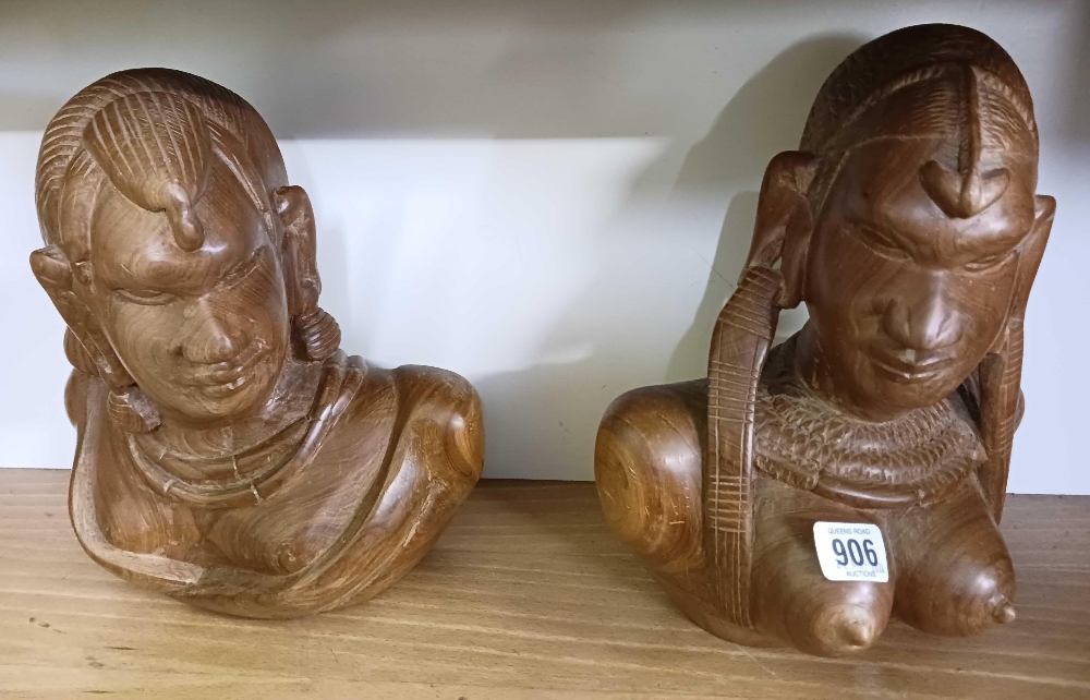 2 HARDWOOD AFRICAN BUSTS