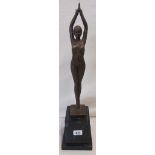 BRONZE ART SCULPTURE DANCER MARKED DH CHIPARUS ON MARBLE BASE APPROX 19" TALL