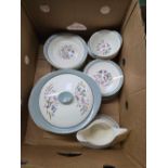 3 CARTONS OF MISC CHINAWARE INCL; PART DINNER SERVICE BY BRISTOL, PARAGON, LYNWOOD,