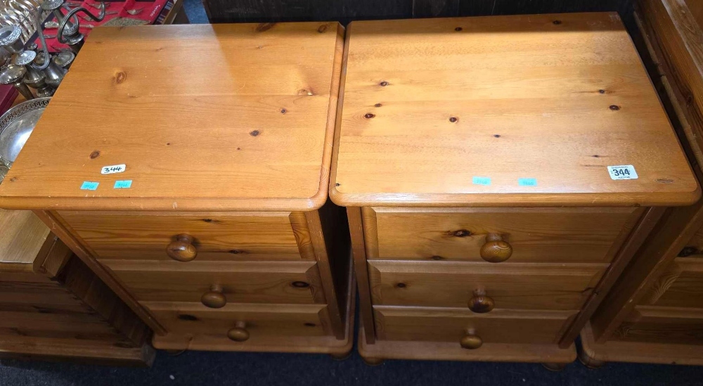 PAIR OF PINE BEDSIDE CHEST OF 3 DRAWERS