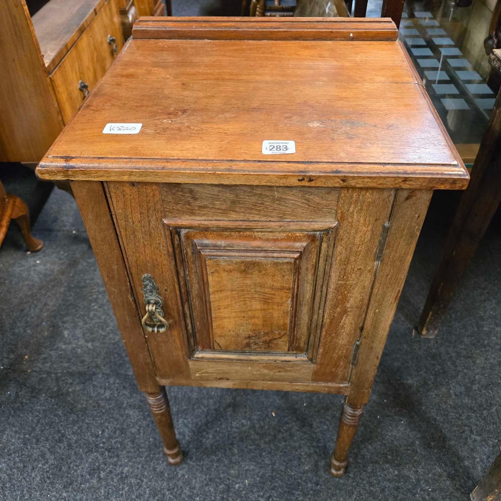 INLAID MAHOGANY POT CUPBOARD ON LEGS