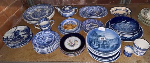 SHELF OF MISC BLUE & WHITE CHINA INCL;