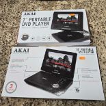 AKAI 10" PORTABLE DVD PLAYER & A 7" PORTABLE DVD PLAYER,