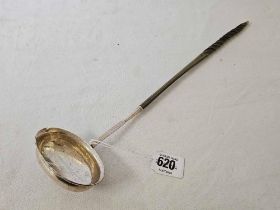 GEORGIAN SILVER TODDY LADLE WITH WHALE BONE HANDLE