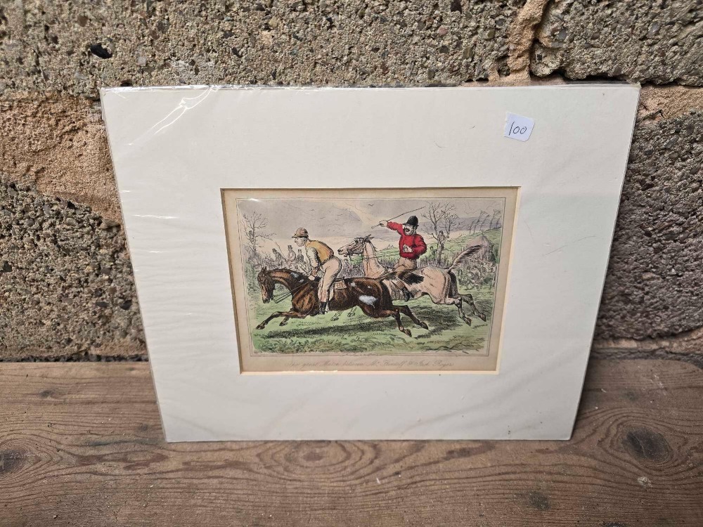 BOX WITH LARGE QUANTITY OF ANTIQUE COLOURED ENGRAVINGS OF LOCAL AREA PLUS SPORTING SCENES. - Image 12 of 14