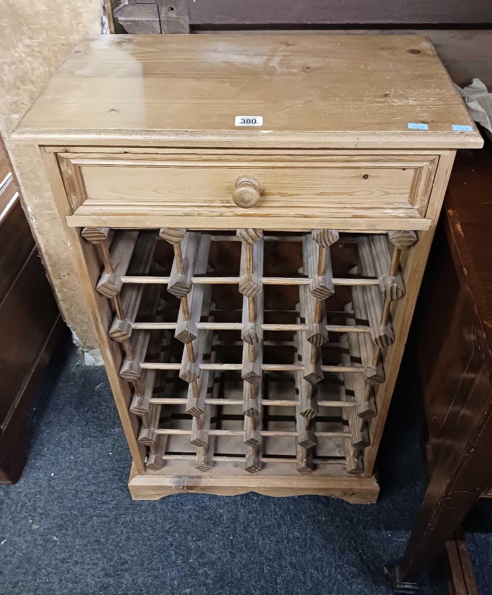 PINE WINE RACK CABINET WITH DRAWER