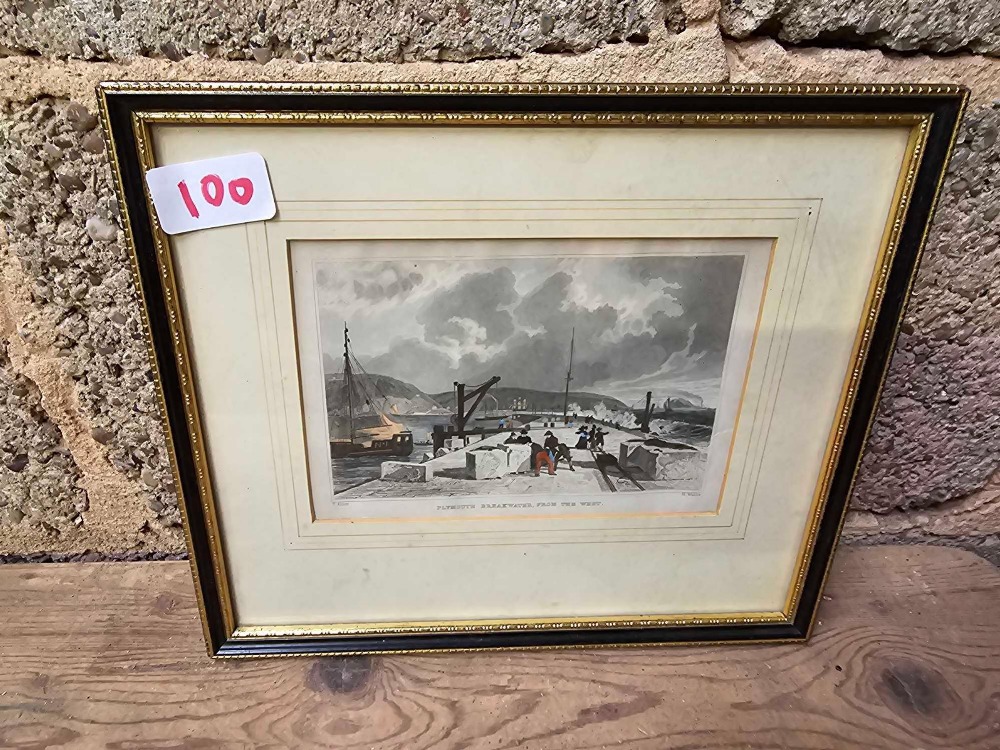 BOX WITH LARGE QUANTITY OF ANTIQUE COLOURED ENGRAVINGS OF LOCAL AREA PLUS SPORTING SCENES.