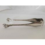 ANTIQUE FRENCH SILVER PAIR OF TONGS,