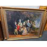 GILT FRAMED OIL ON CANVAS OF QUEEN CHARLOTTE & HER CHILDREN & BROTHER BY JOHAN JOSEPH ZOFFANY,