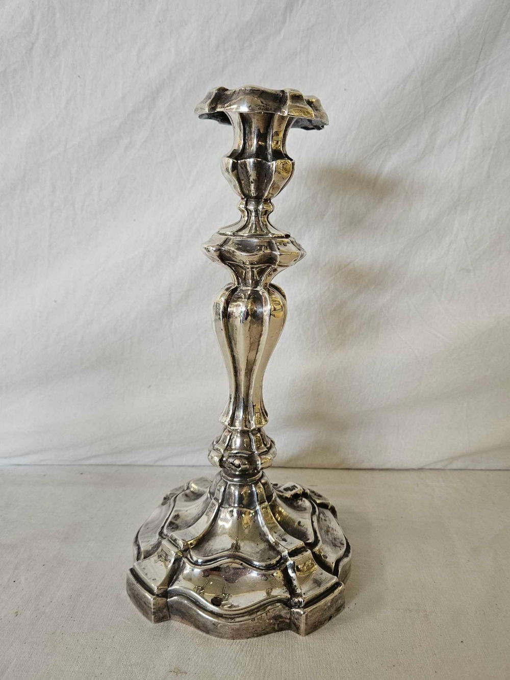 LARGE FRENCH SILVER CANDLESTICK