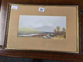 GILT FRAMED PICTURE ON THE NORFOLK COAST & A F/G WATERCOLOUR ON THE MOORS