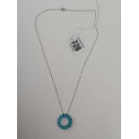 PRETTY SILVER & TURQUOISE PENDANT NECKLACE