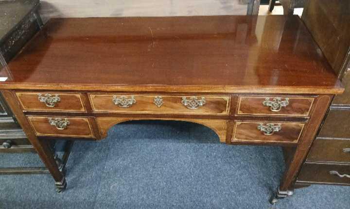 INLAID MAHOGANY DRESSING TABLE (NO MIRROR)