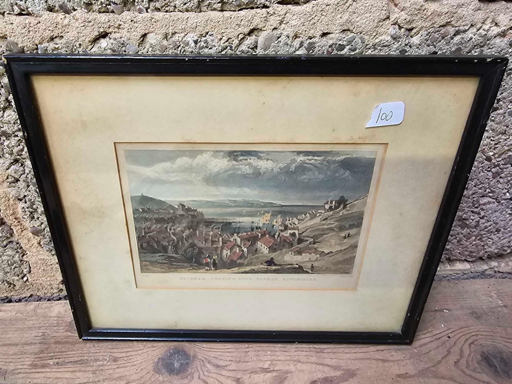 BOX WITH LARGE QUANTITY OF ANTIQUE COLOURED ENGRAVINGS OF LOCAL AREA PLUS SPORTING SCENES. - Image 4 of 14