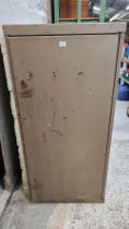 METAL SECURITY CABINET WITH 2 LOCKS NO KEYS, APPROX 2ft WIDE, 2" DEEP,