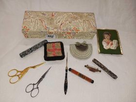 BOX ANTIQUE SEWING ITEMS