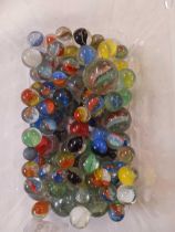 TUB OF MISC GLASS MARBLES