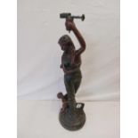 BRONZED RESIN FIGURE OF A WOMAN & CHILD A/F