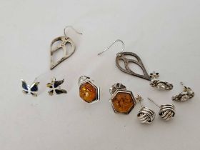 5 PAIRS OF SILVER EARRINGS