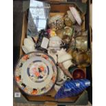 2 CARTONS OF MISC GLASSWARE, CANDLE HOLDERS, JUGS, BOWLS, CUPS & SAUCERS,