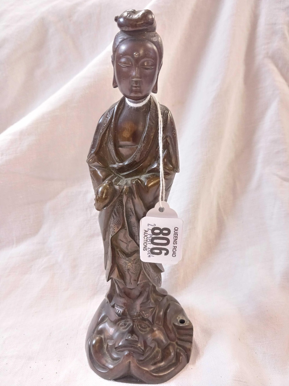 BRONZED BRASS ORIENTAL STATUE APPROX 8.