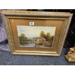 PAIR OF GILT FRAMED PAINTINGS OF RURAL SCENES BY G JENNINGS