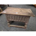 GOTHIC STYLE CARVED WOOD STORAGE BENCH
