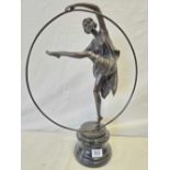 AN ART DECO STYLE BRONZE SCULPTURE GIRL WITH A HOOP, SIGNATURE A.