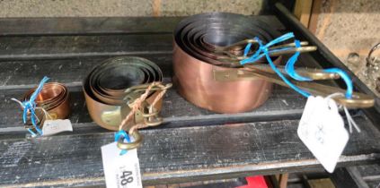 QTY OF MISC GRADUATED COPPER PANS