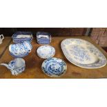 SHELF WITH MISC BLUE & WHITE CHINA INCL;