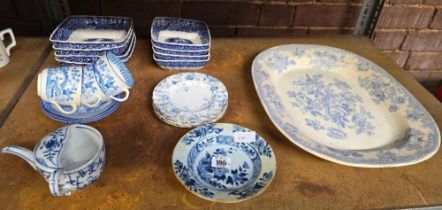 SHELF WITH MISC BLUE & WHITE CHINA INCL;