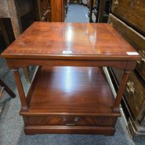 REPRODUCTION MAHOGANY 2 TIER STAND WITH DRAWER