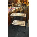 METAL & TILE FOLD AWAY SET OF SHELVES (MISSING 1 TILE)