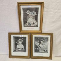 THREE COLOUR PRINTS, PORTRAITS AFTER SIR JOSHUA REYNOLDS AND J HOPPNER,