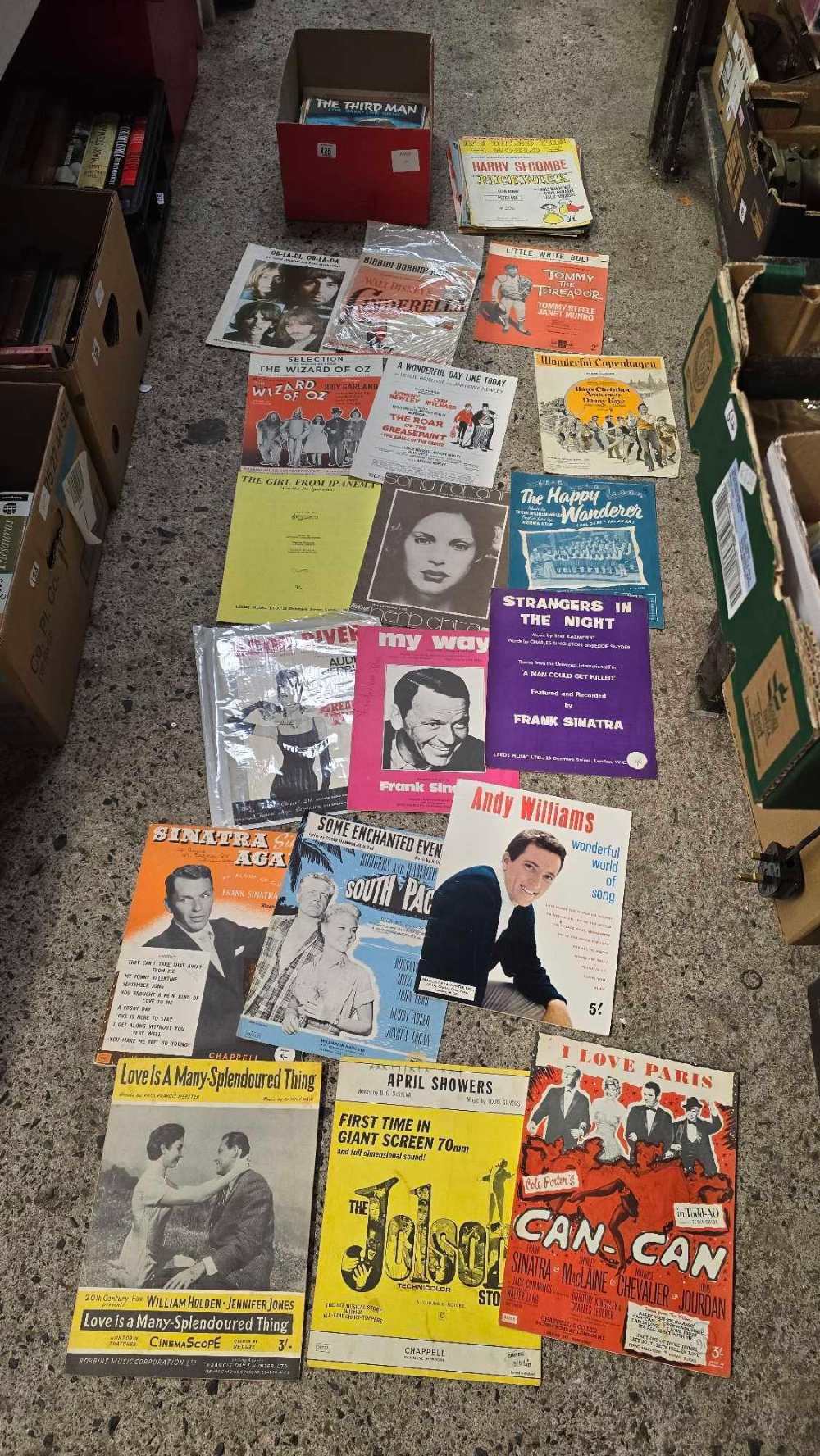 CARTON OF VINTAGE SHEET MUSIC FROM SHOWS & RECORDING ARTISTS