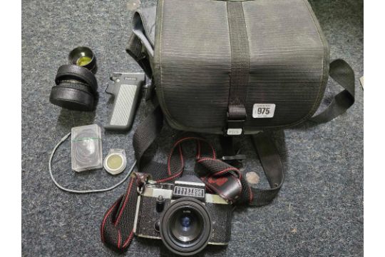 PRAKTICA SUPER TL CAMERA IN A NIKON CARRY BAG WITH ACCESSORIES