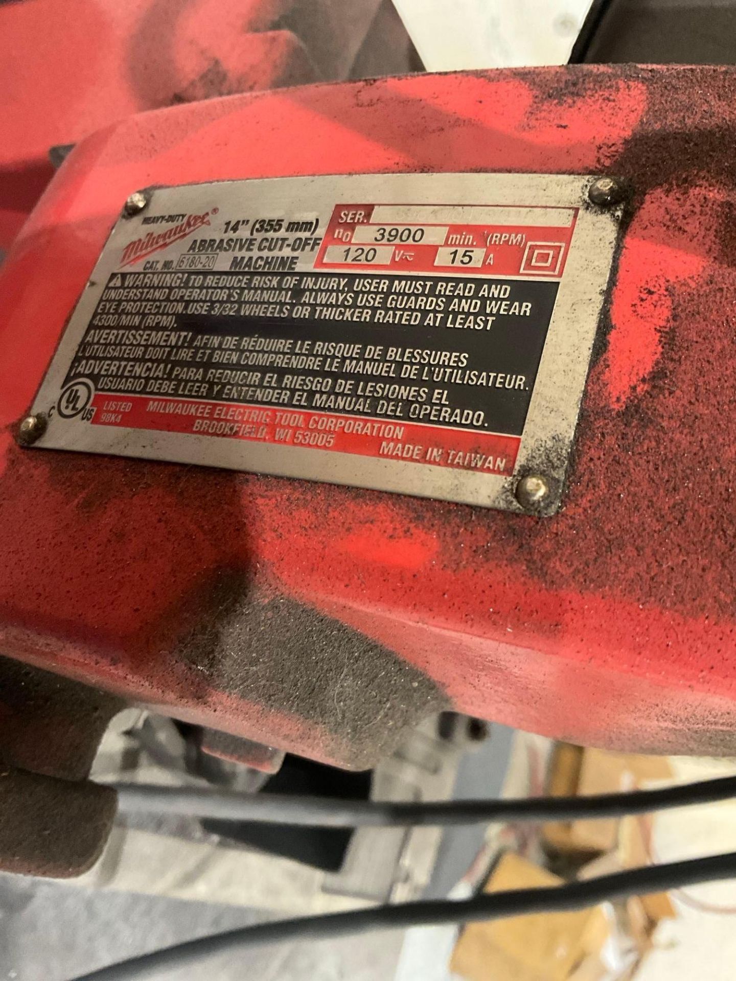 MILWAUKEE 14 INCH ABRASIVE CUT OFF CAW - Image 7 of 7