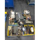 PALLET OF WELDING ACCESSORIES AND GRINDER
