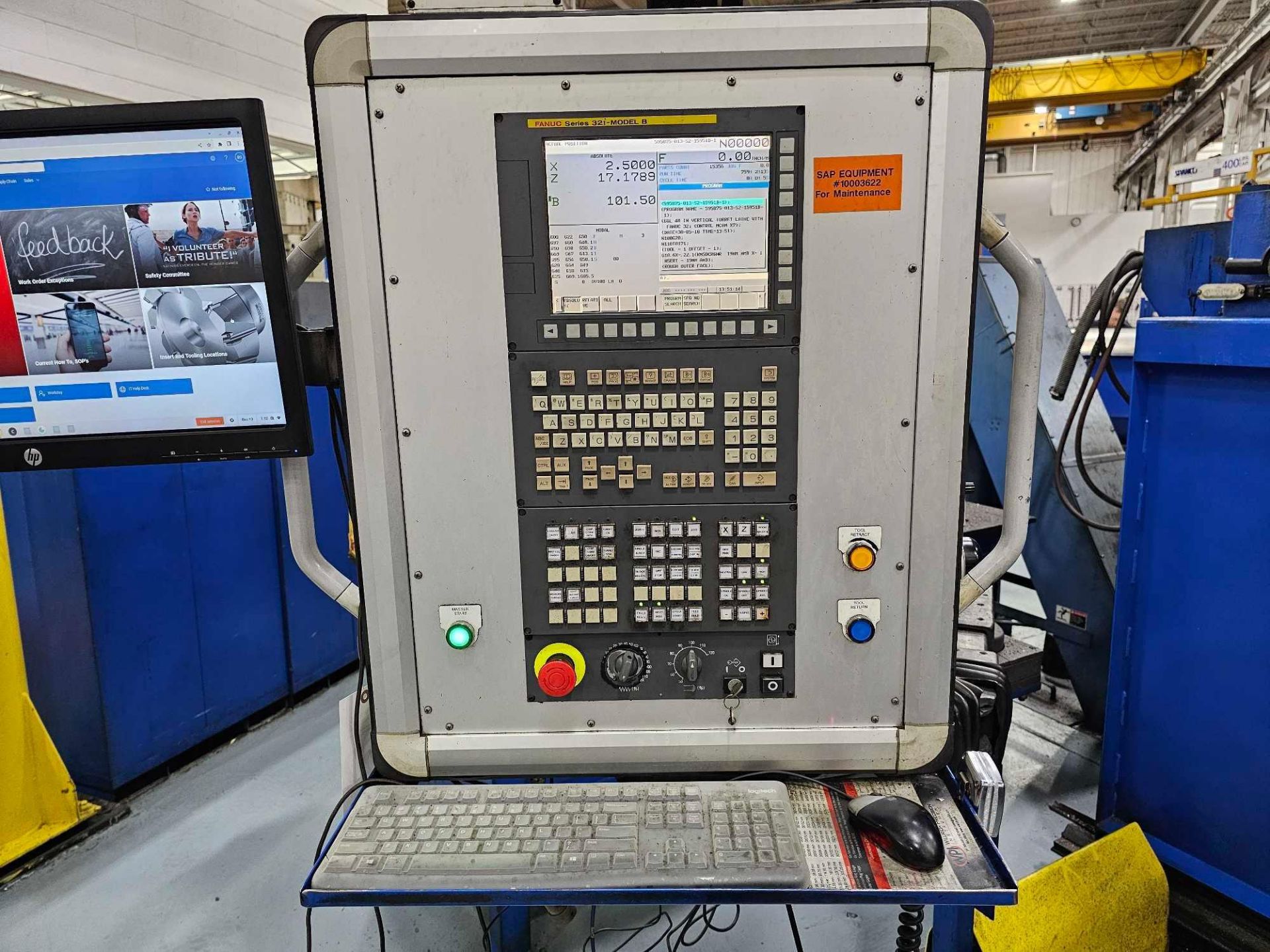GIDDINGS & LEWIS 48" VTL WITH FANUC SERIES 32I MODEL B CNC CONTROL - Image 4 of 44