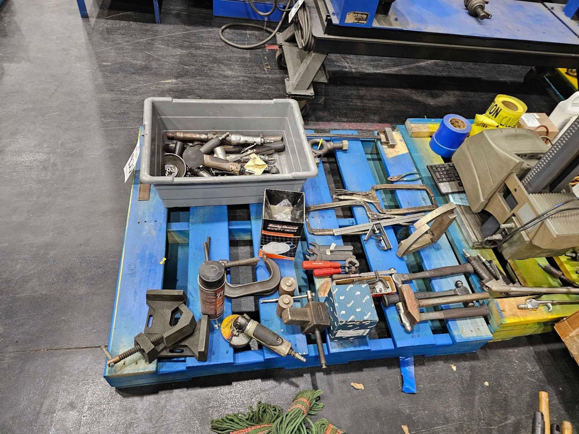 PALLET OF ASSORTED CLAMPS, TOOLS AND AIR TOOLS - Image 3 of 7