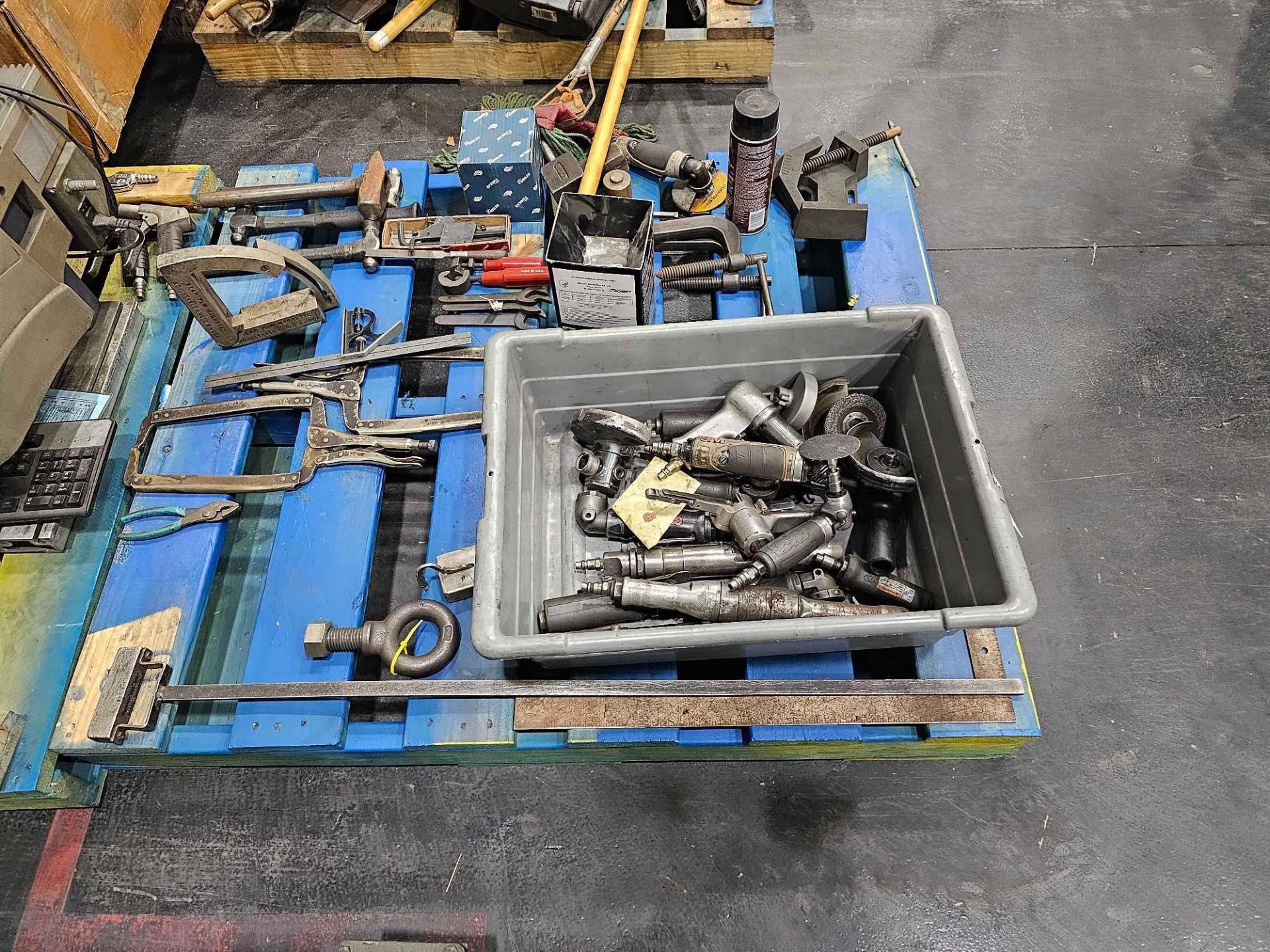 PALLET OF ASSORTED CLAMPS, TOOLS AND AIR TOOLS - Image 2 of 7