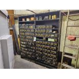 SHELVING W/ CUTTER, TAP, REAMER, MILL, DRILL BIT, DRILL, COUNTERSINK, COUNTERBORE TOOLS & FASTENERS