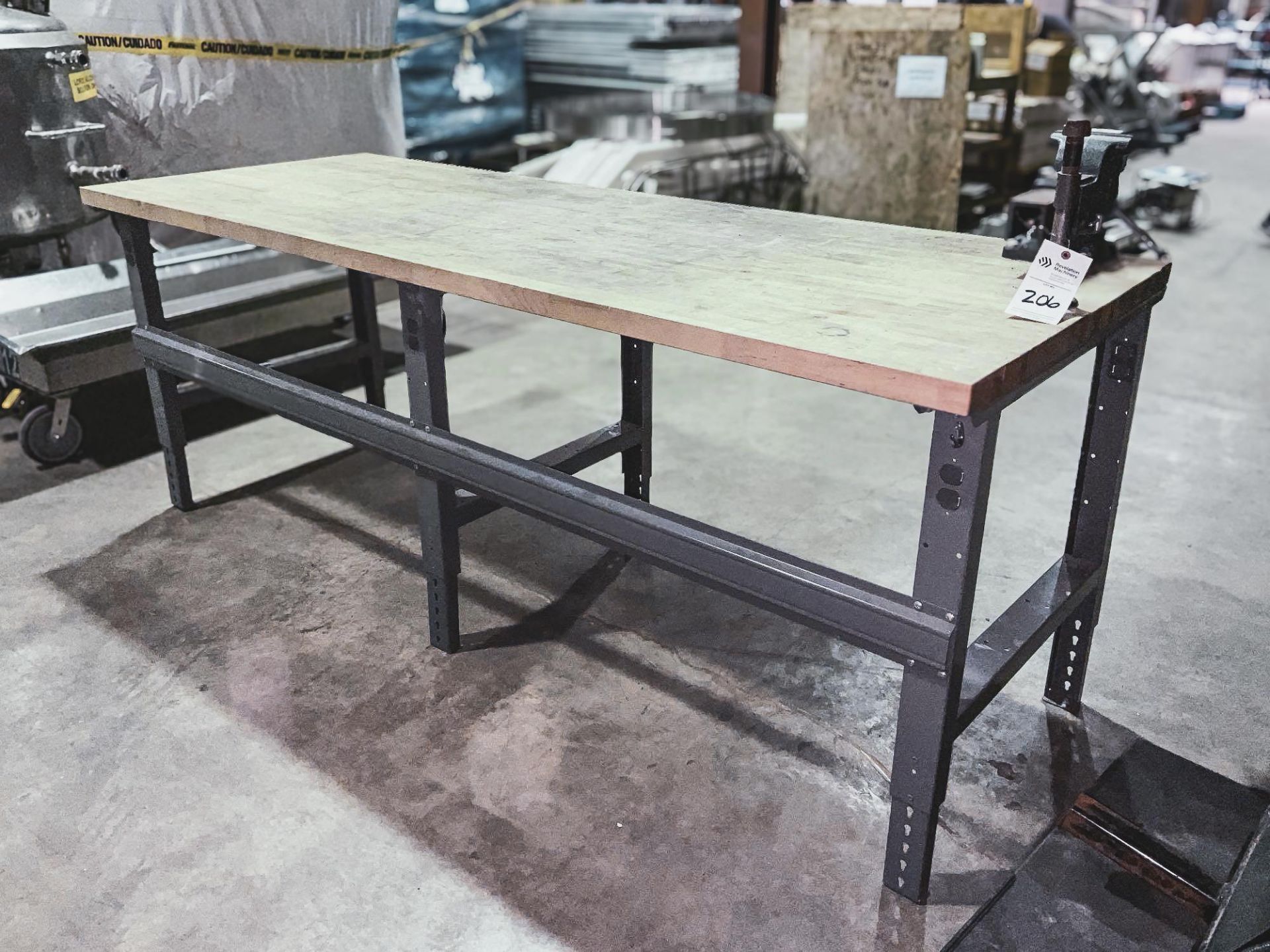 WOOD TOP WORKBENCH WITH VICE