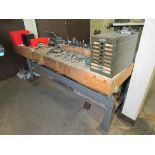 72"X30" WORKBENCH AND 2-DOOR CABINET WITH ASSORTED MILL TOOLING
