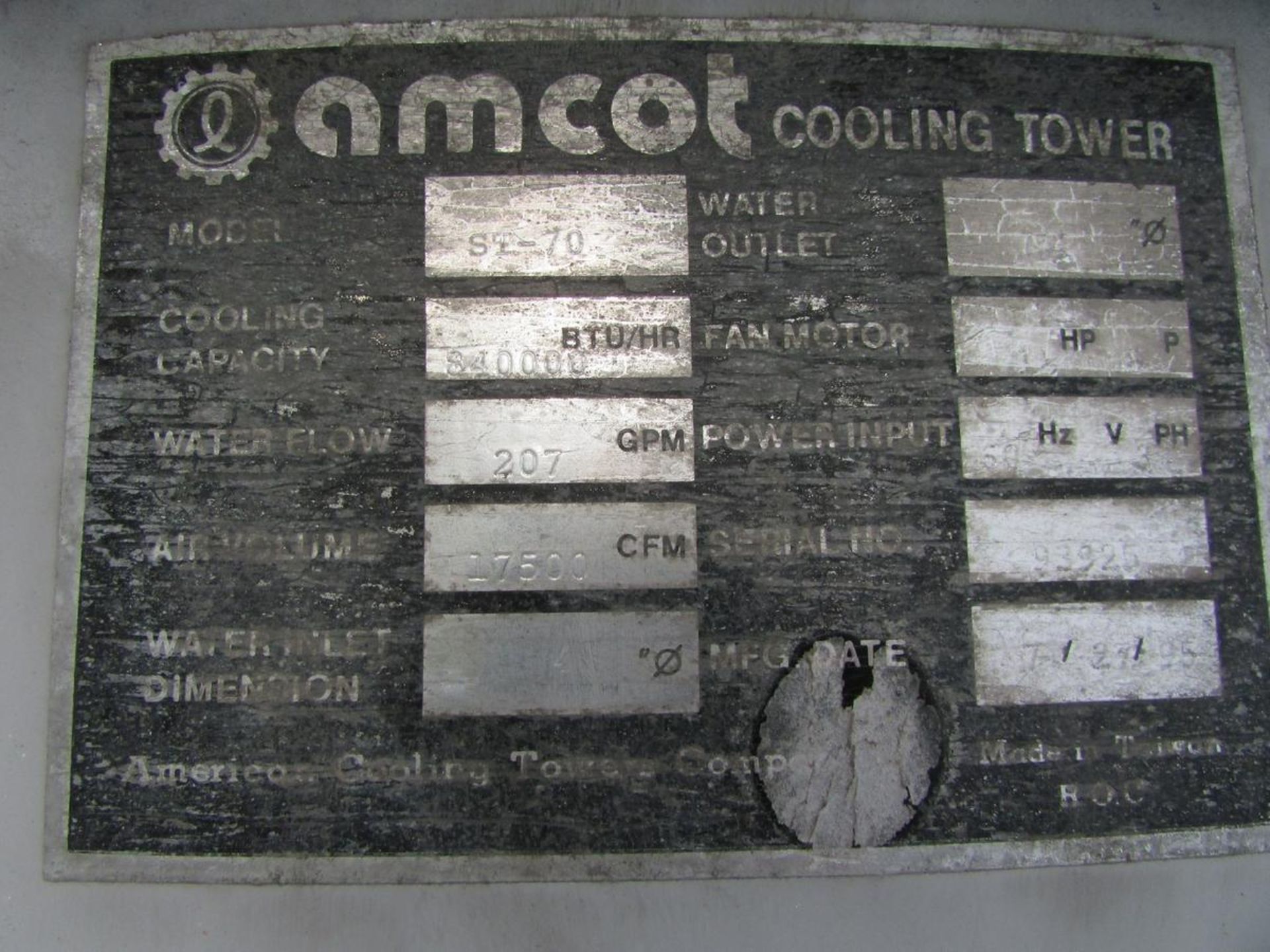 AMCOT 840,000-BTU/HR COOLING TOWER - Image 7 of 7