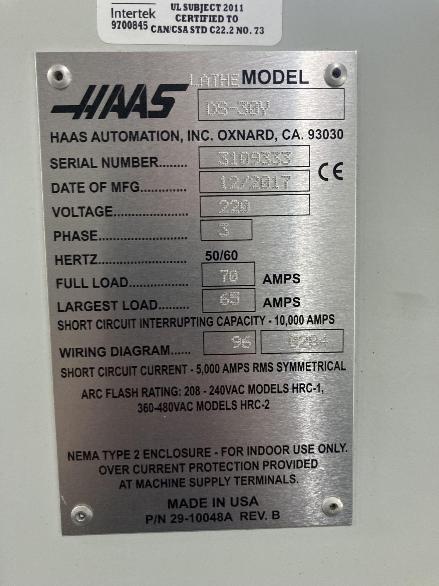 2017 HAAS DS-30Y CNC LATHE SN: 3109333, 3.5" BAR CAP - Image 31 of 32