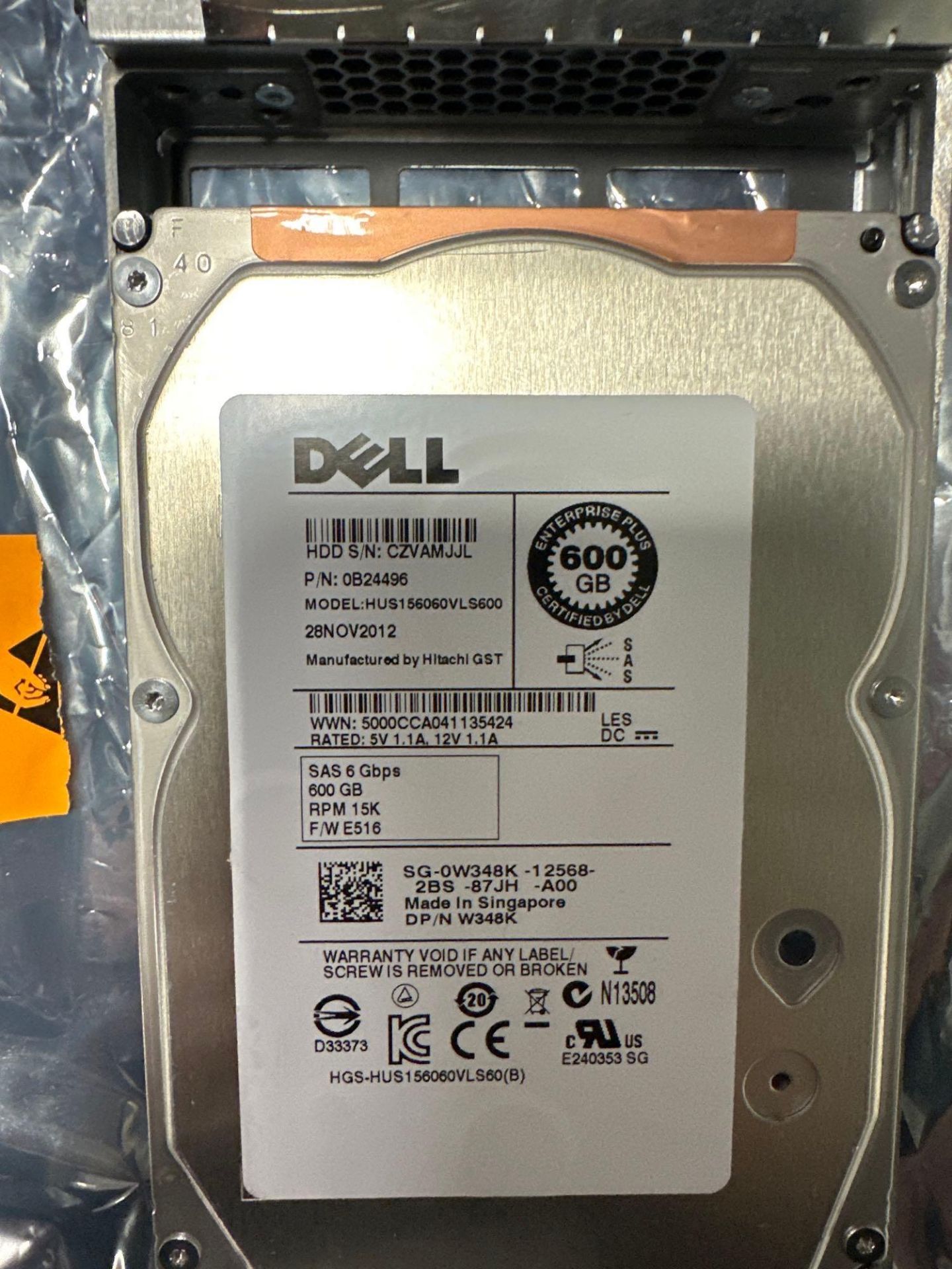 (2) DELL W347K 600GB 6G 15K 3.5SAS HARD DRIVES - Image 6 of 6